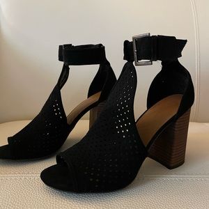 Black suede sexy ankle strap 4 inch heel